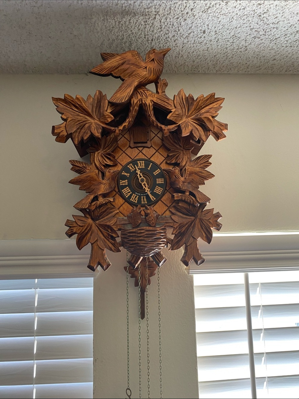 Traditional Hand-Carved Hermle Villingen Cuckoo Wall Clock — Brown